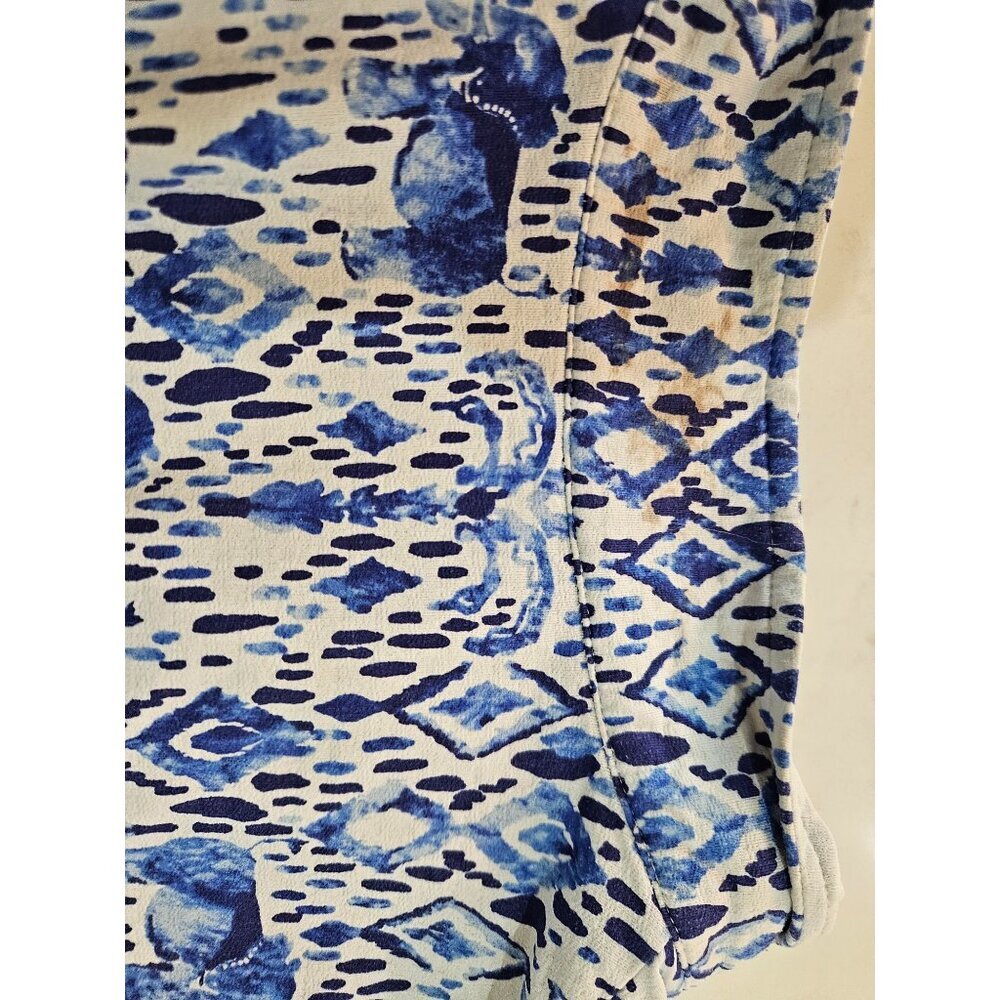IBKUL Dress Medium Sleeveless Mock Zip Neck Elephant Print Blue UPF50 Resortwear - Picture 8 of 11